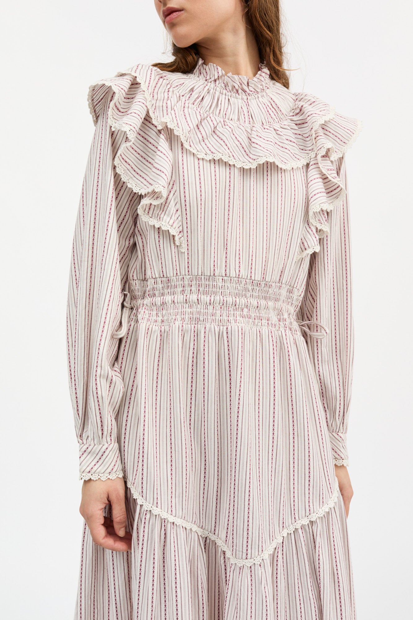 Skall Studio Claudette dress Dress Raspberry/Cream stripe