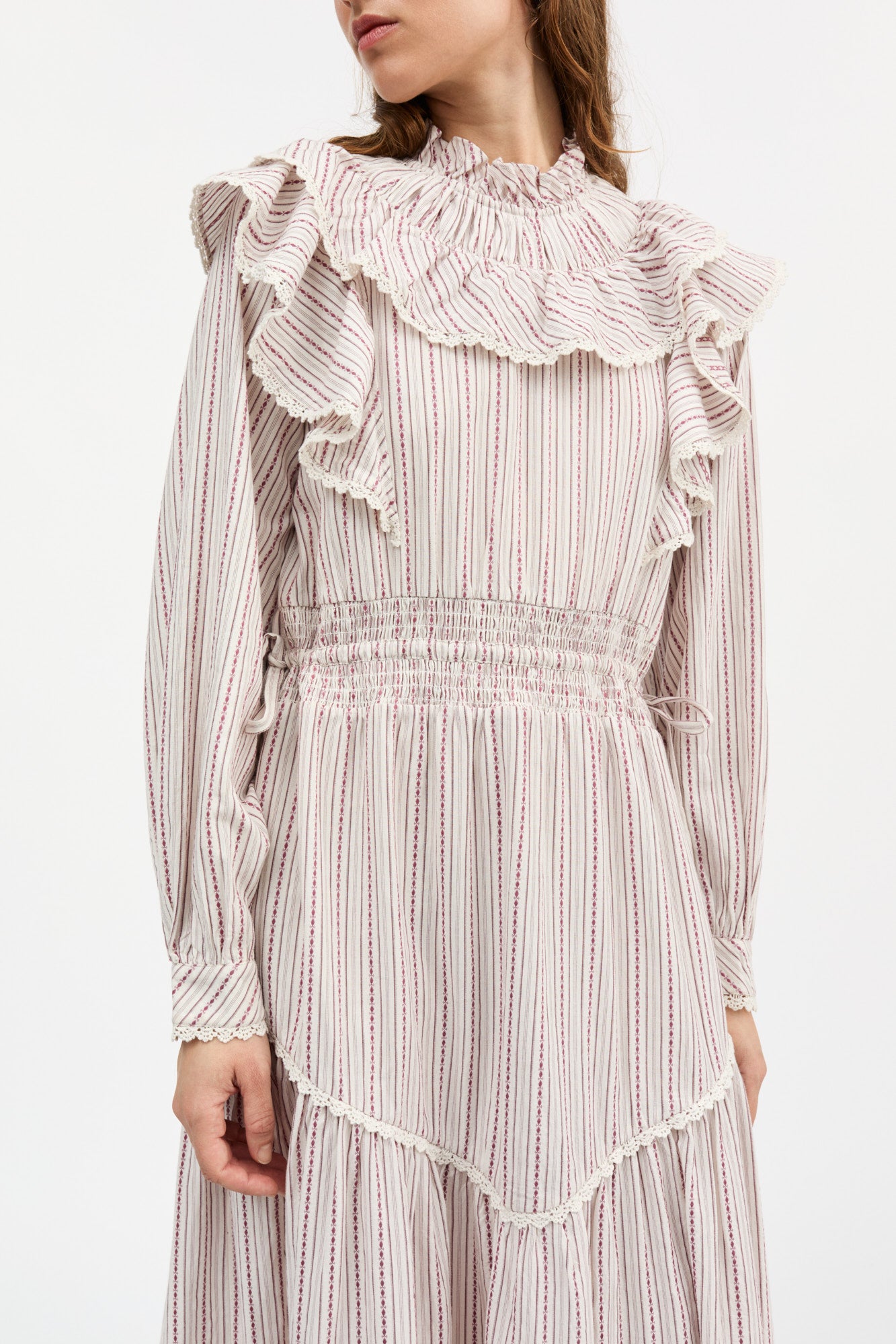 Skall Studio Claudette dress Dress Raspberry/Cream stripe