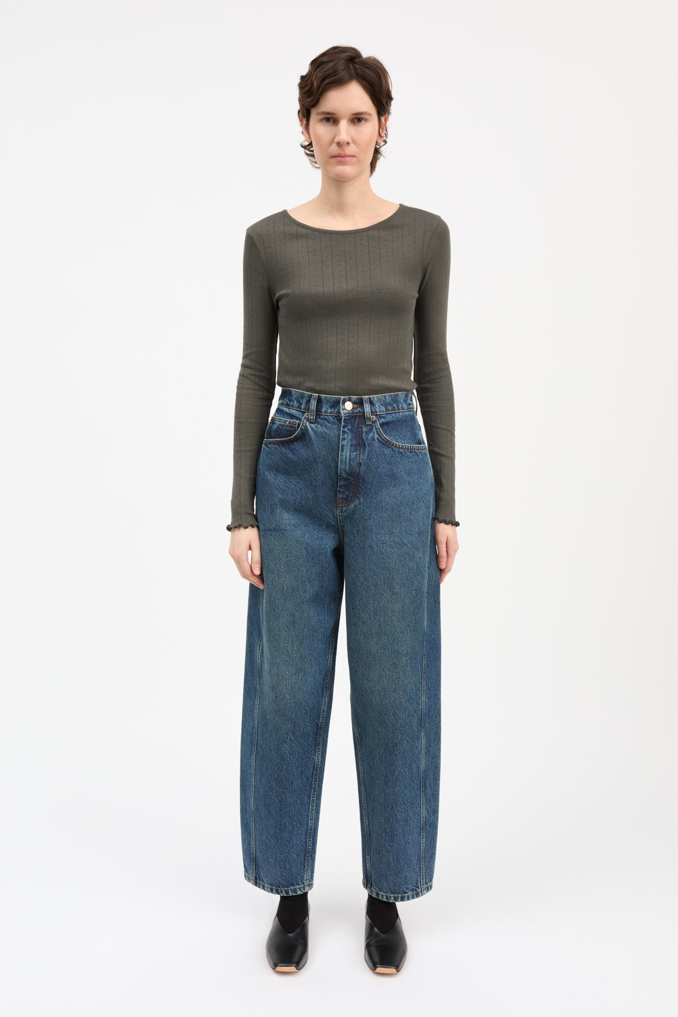 Skall Studio Edie blouse Tee Dark green