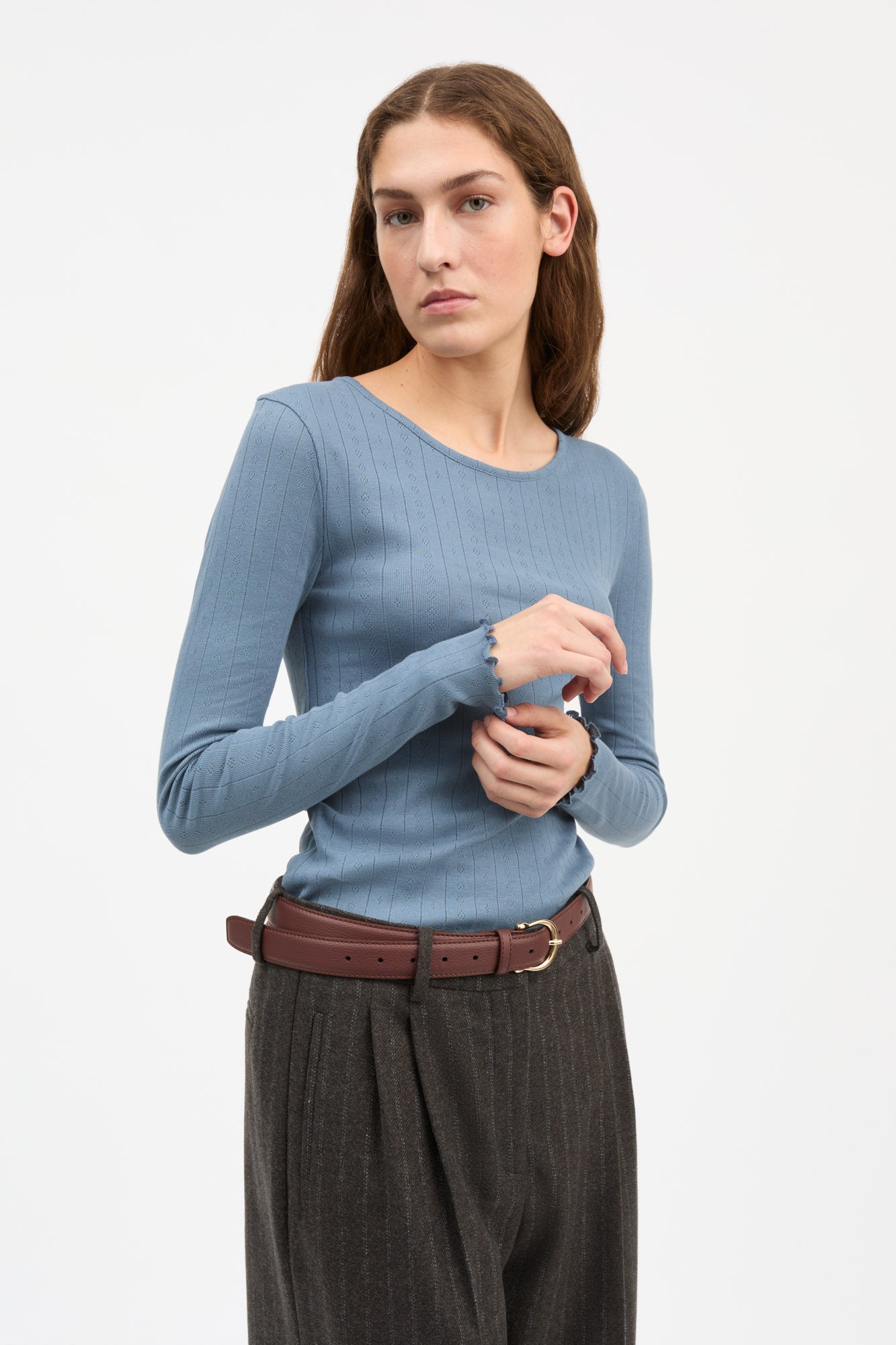 Skall Studio Edie blouse Tee Faded blue