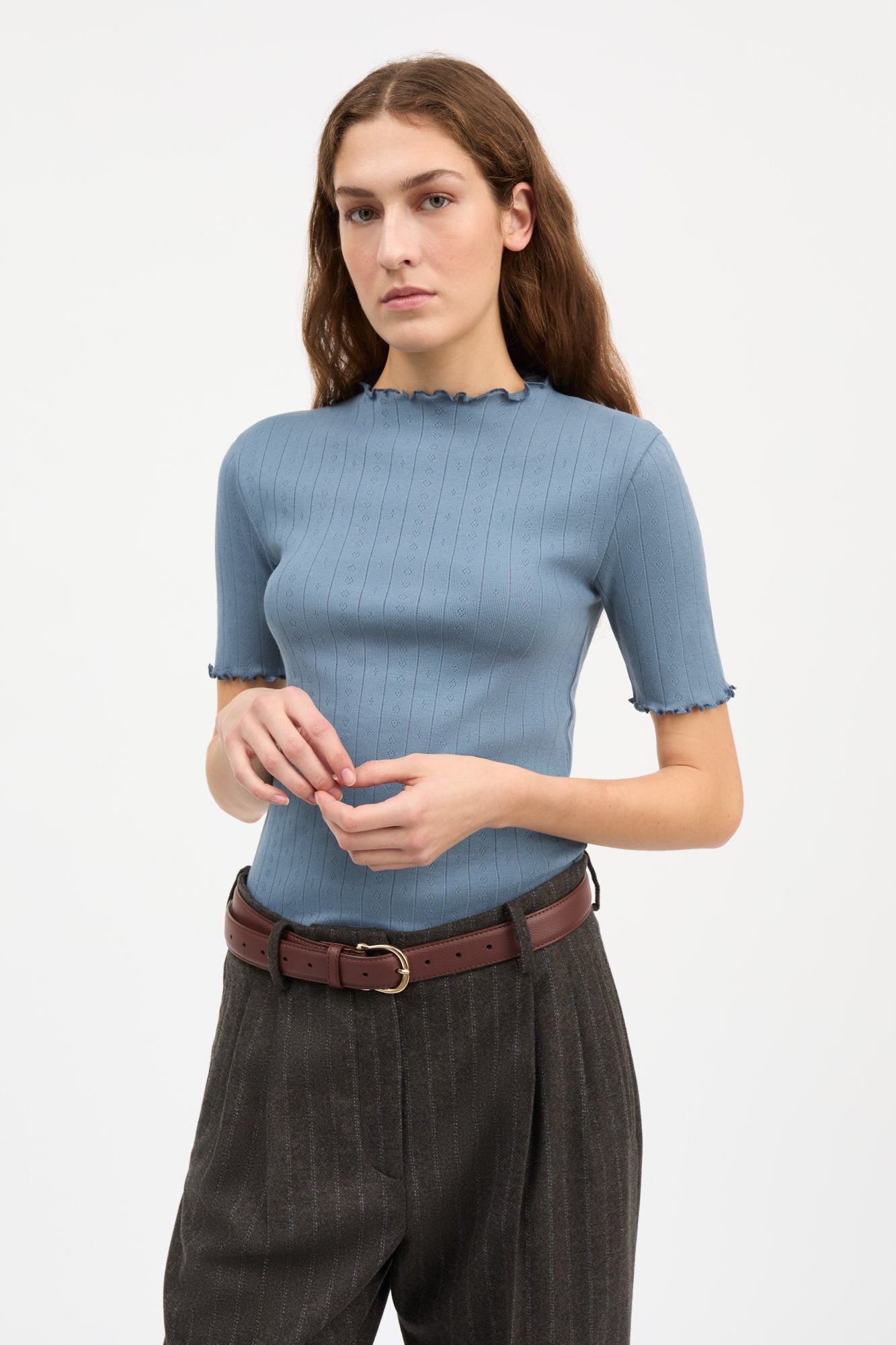Skall Studio Edie t-neck tee Tee Faded blue