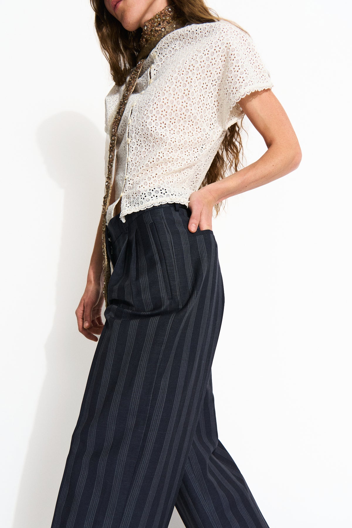 Skall Studio Harry trousers Pants Navy pinstripe