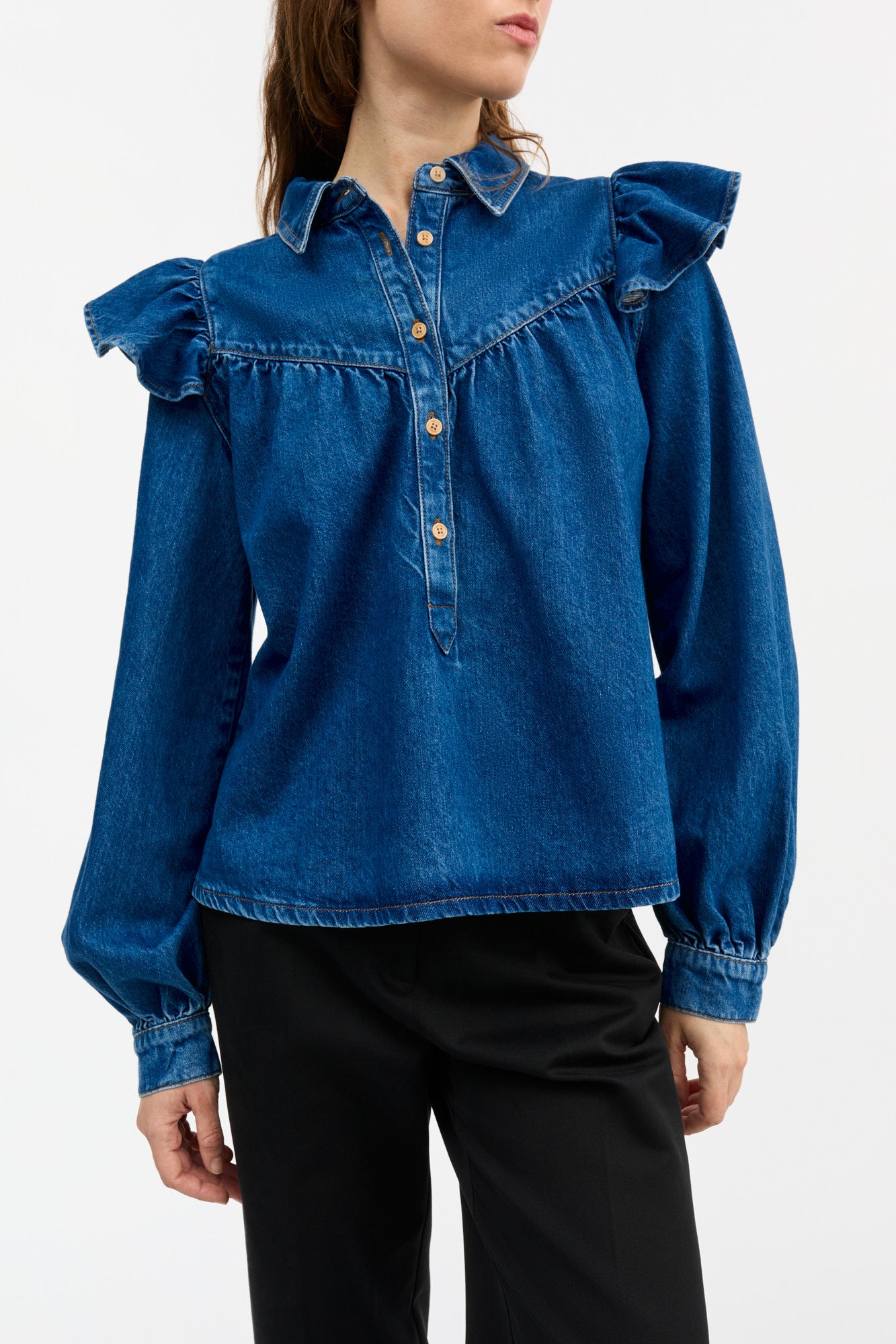 Skall Studio Mille blouse Shirt Vintage washed blue