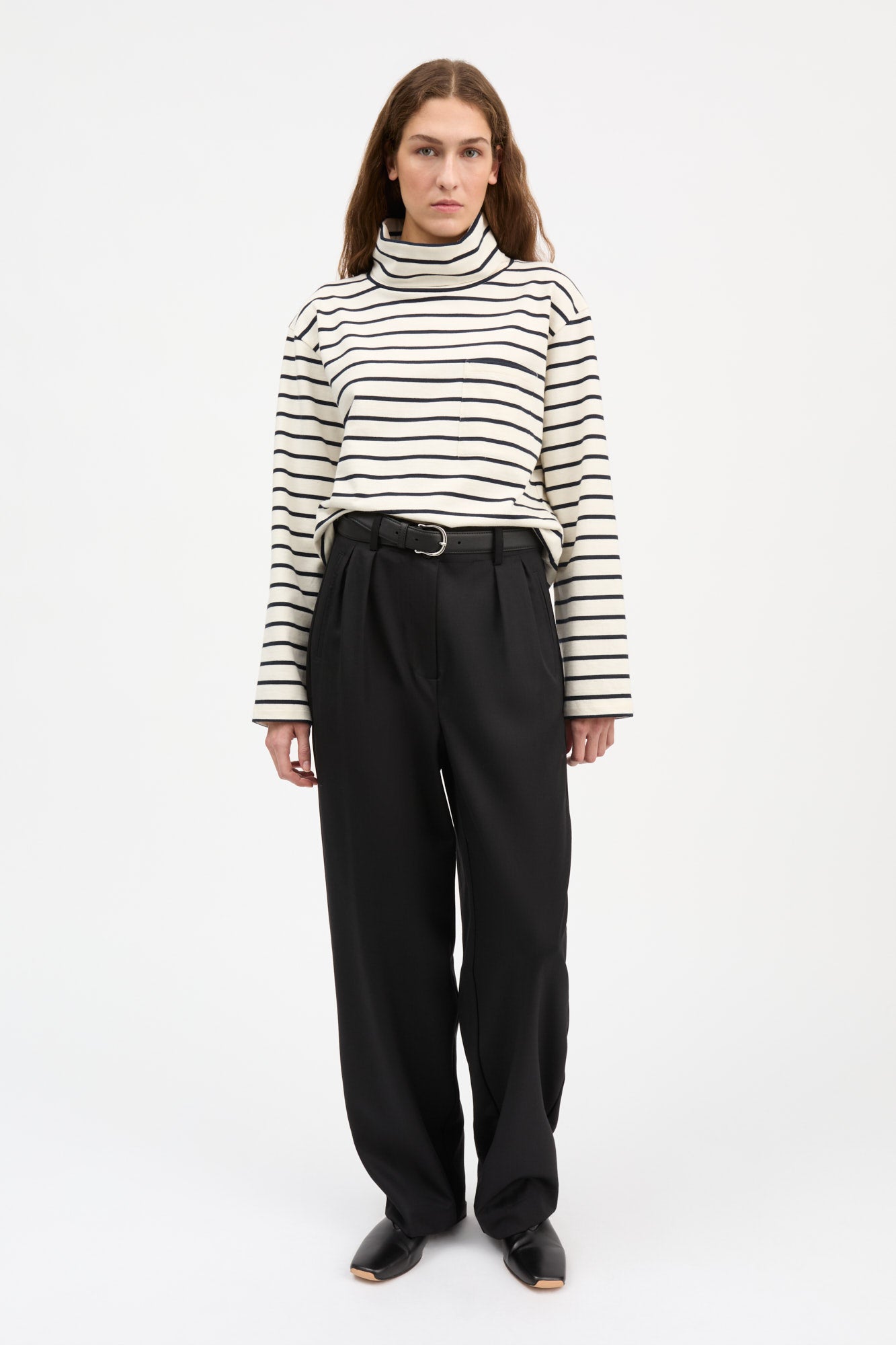 Skall Studio Nessa t-neck blouse Tee Ecru/Navy stripe