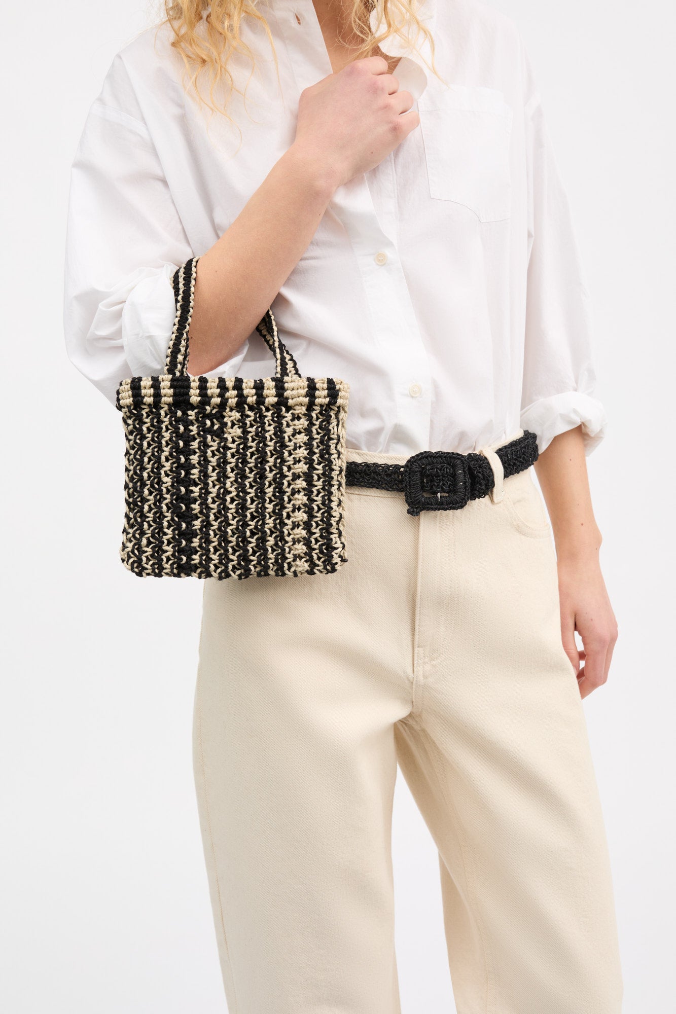 Skall Studio Nola mini straw bag Bag Black/Light natural