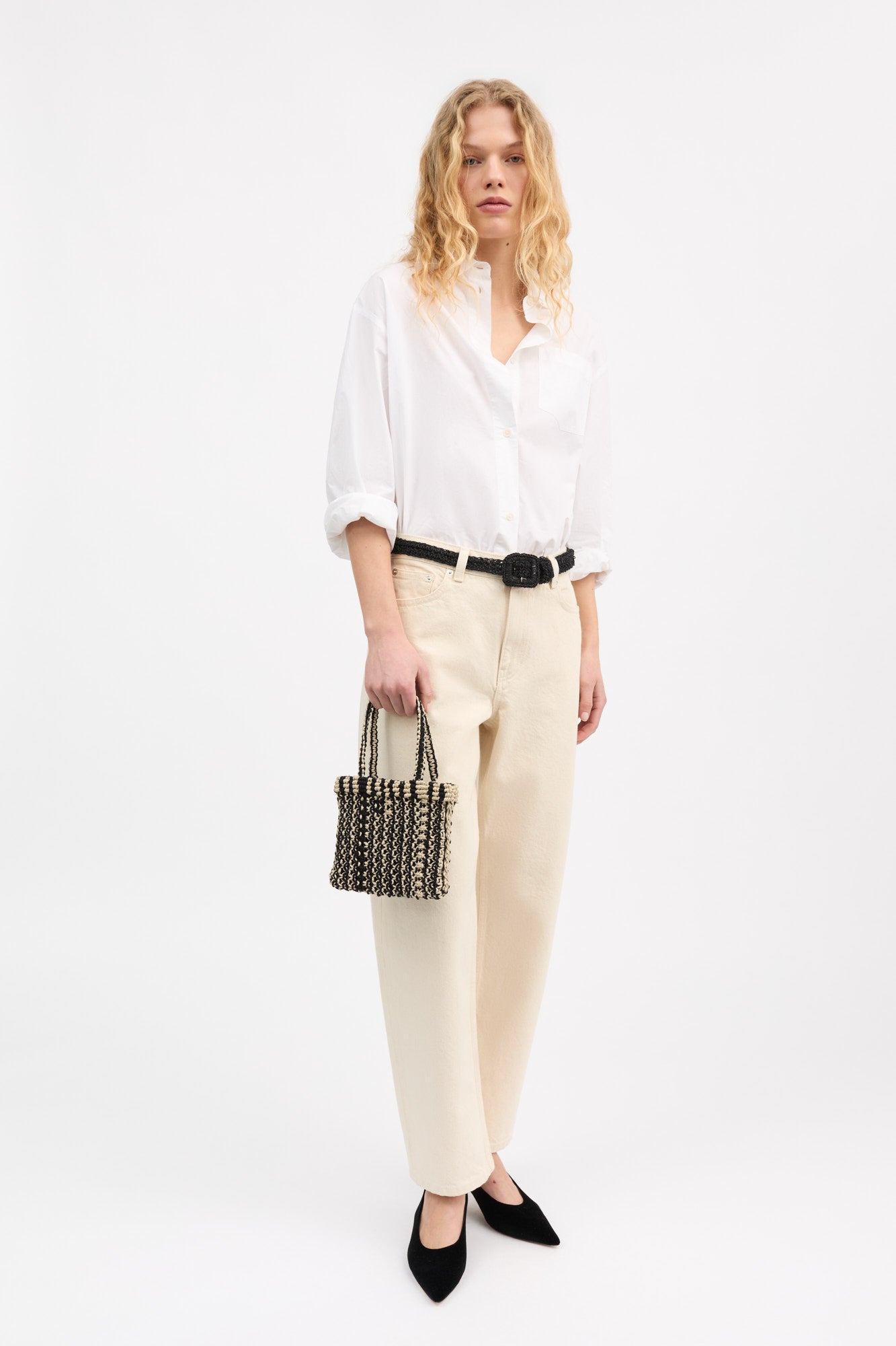 Skall Studio Nola mini straw bag Bag Black/Light natural