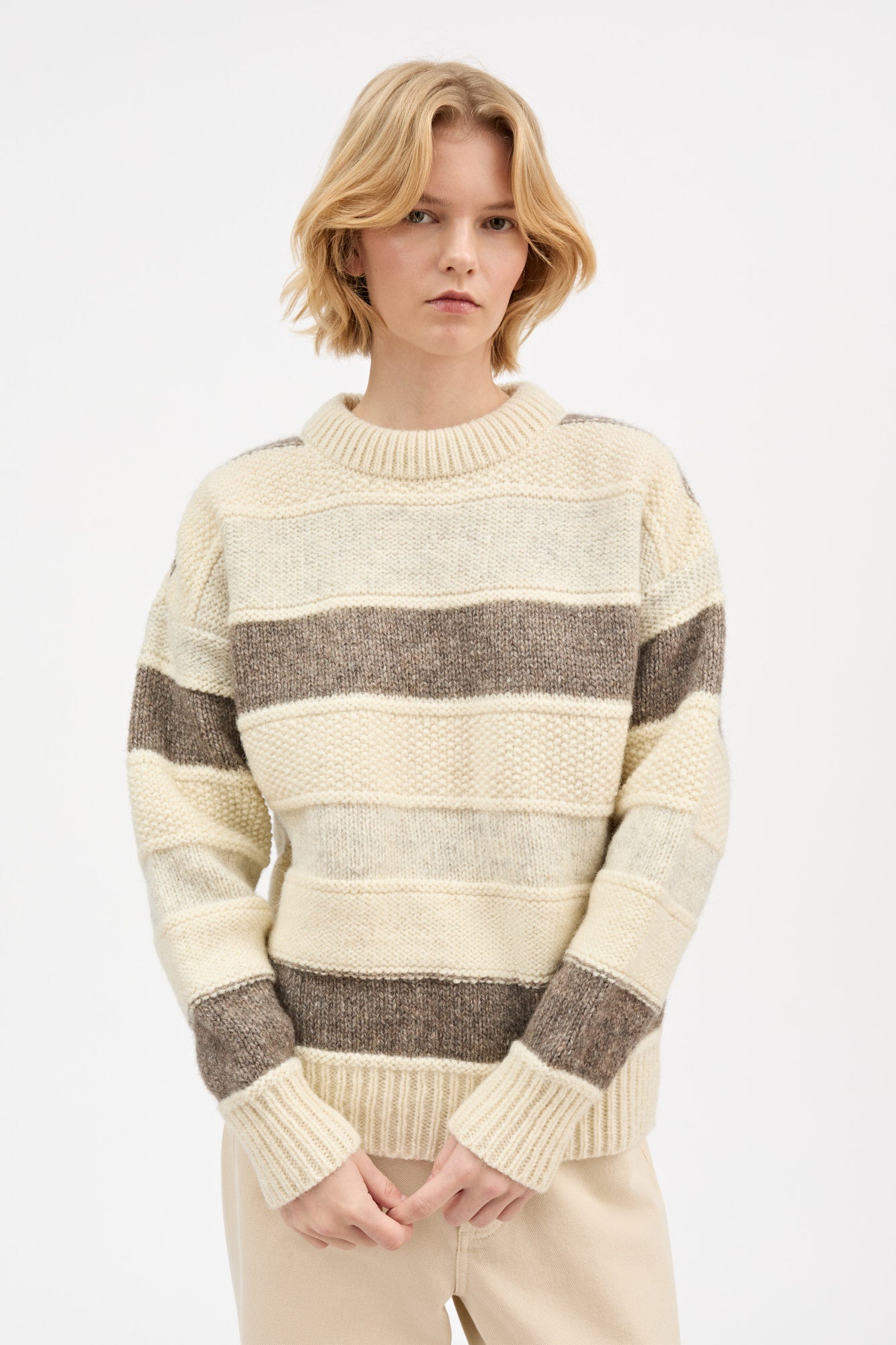 Skall Studio Olga jumper Knit Off-white/Sand/Light brown