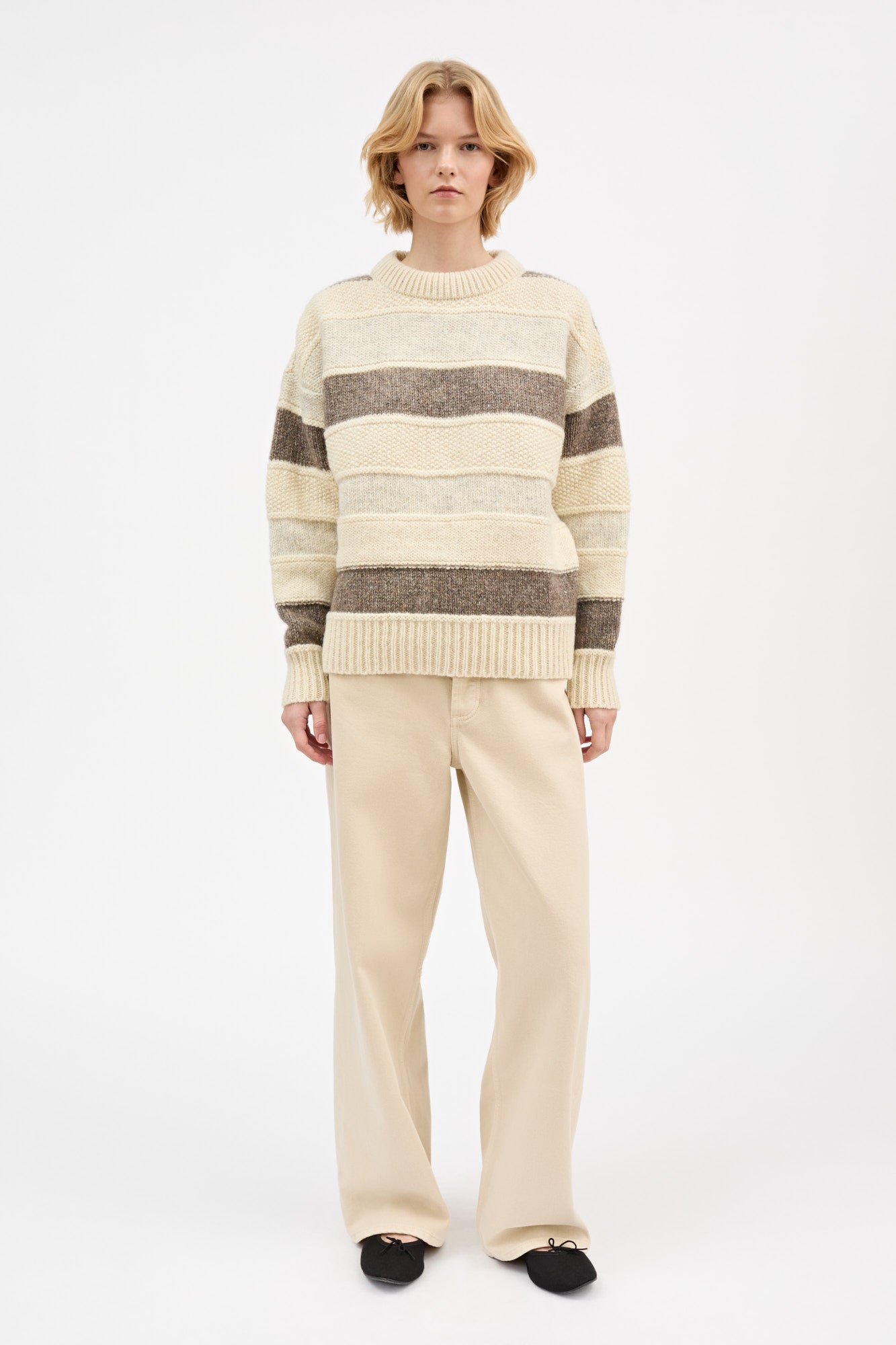 Skall Studio Olga jumper Knit Off-white/Sand/Light brown